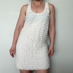 Mendocino Ruffle Tiered Racerback Mini Dress Sz L